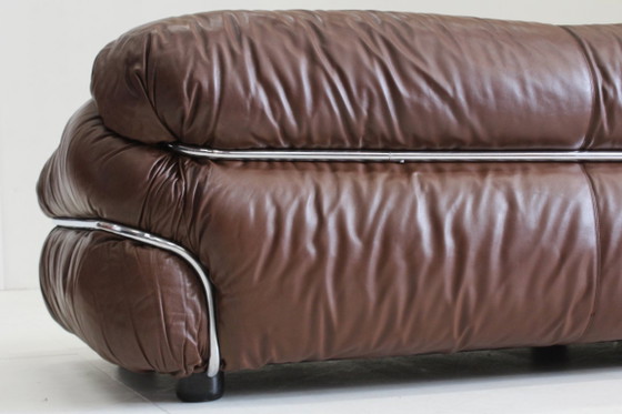 Image 1 of Gianfranco Frattini Sesann sofa Cassina 1970s in brown leather