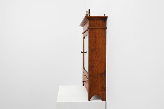 Image 1 of Art Deco Rasier- oder Medizinwandschrank aus Holz mit Spiegel, Belgien 1930er Jahre