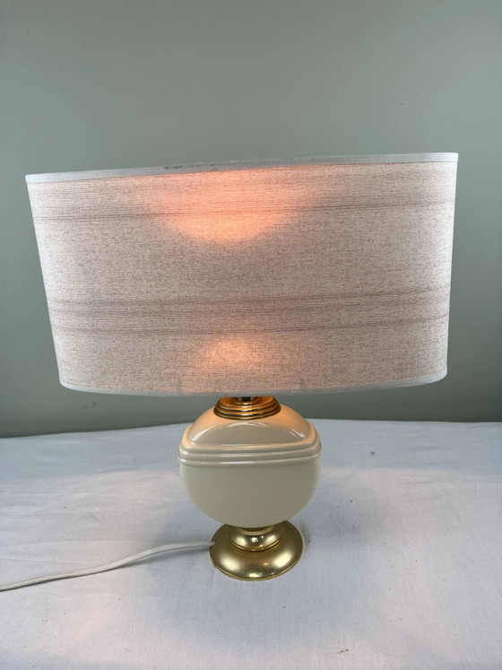 Chic vintage ambient lamp – Table lamps, Porcelain, Metal, Hollywood Regency (photo 5 of 11)