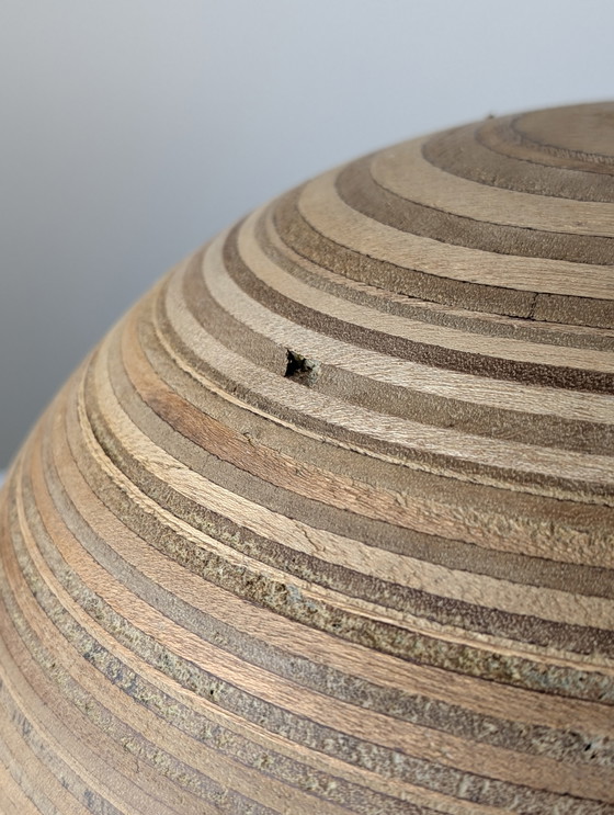 Image 1 of Pareja de grandes lámparas de sobremesa en madera laminada y latón, años 60