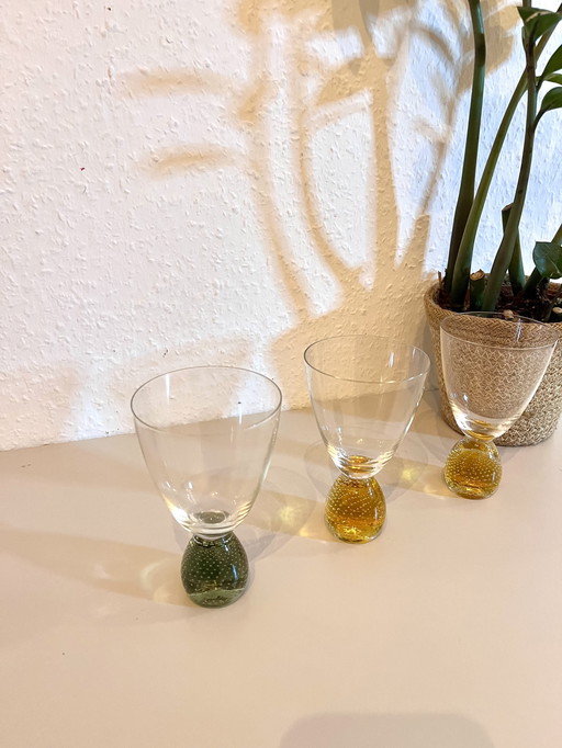 Vintage Italy Murano Wein Gläser 60er mit Blasendekor