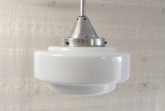 Image 1 of Suspension style Bauhaus globe opaline XL - années 30/40