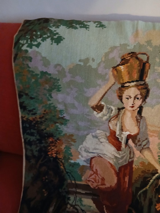 Image 1 of Tapisserie murale brodée / La laitière