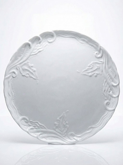 Grand plat à tarte vintage/ancien porcelaine fine de Limoges blanche