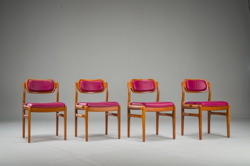 Sedie da pranzo in teak del Medioevo di Johannes Andersen per Uldum, set di 4 pezzi