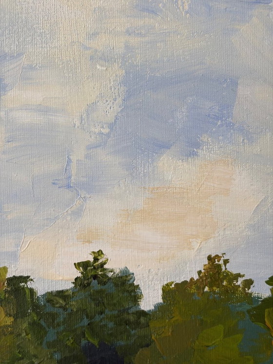 Image 1 of On My Way to School I – Landscape with bridge | Acrylic on canvas