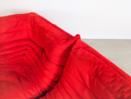 Image 1 of Original Ligne Roset corner sofa Togo couch Ducaroy suede red