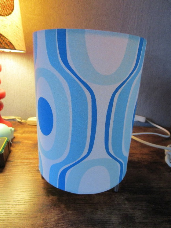 Image 1 of Vintage fabric design lamp 22 cm blue/white
