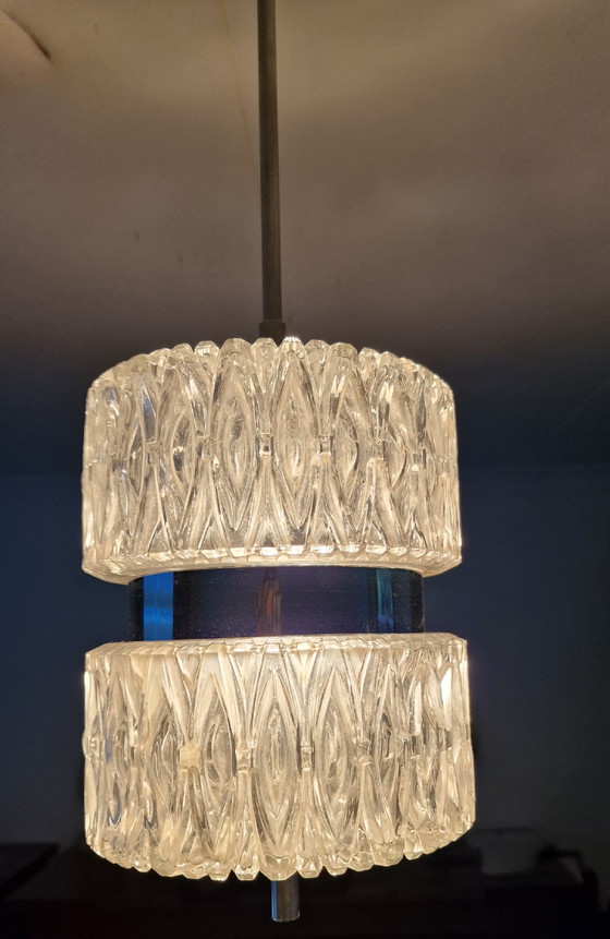 Image 1 of Suspension vintage Austrolux en verre chromé