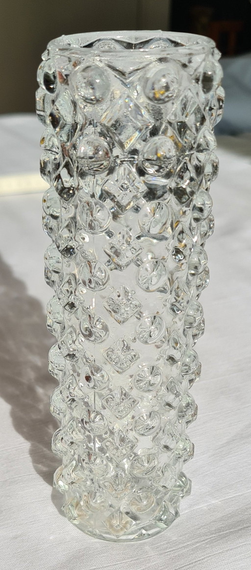 Pavel Pánek - Brutalism - small pressed glass vase - Libochovice glassworks / Sklo Union 70s – vazen (photo 2 of 11)