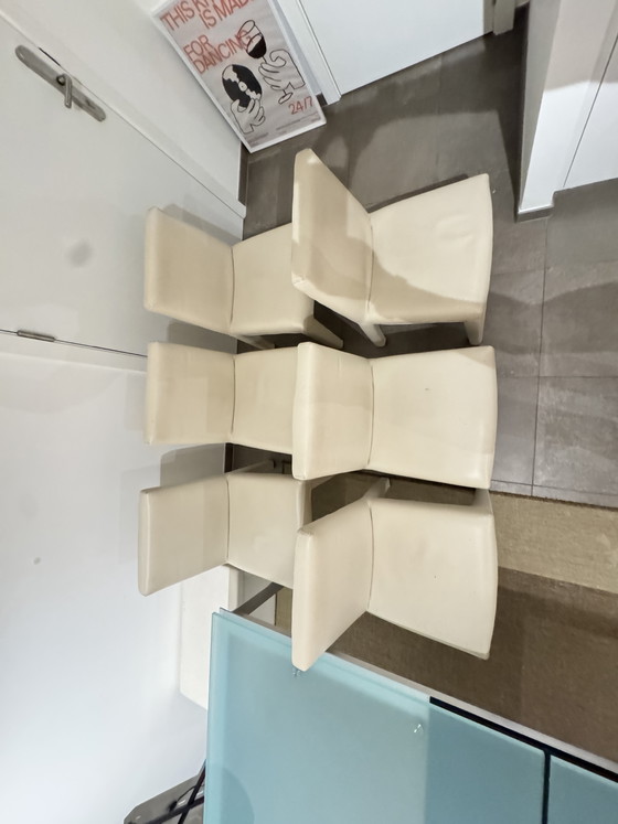 Image 1 of 6x B&B Italia Vol Au Vent designer chairs, Mario Bellini, white leather