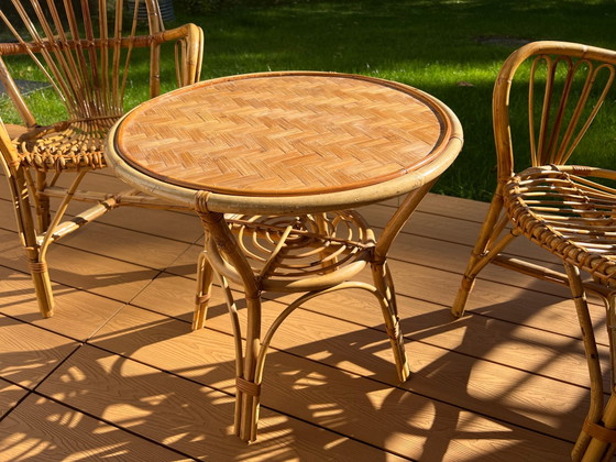 Set da giardino vintage Rohé in rattan anni '60 Boho – 3 pezzi (photo 10 of 13)