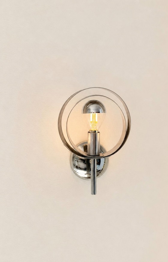 Image 1 of Een paar vintage chromen metalen wandlampen, Frankrijk, 1970