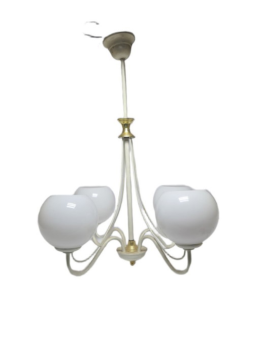 Lampadario Art Nouveau, Polonia, anni '70 – kroonluchters, Glass, Metal (photo 2 of 9)