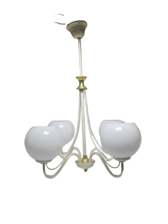 Lampadario Art Nouveau, Polonia, anni '70 – Glass, Metal (photo 2 of 9)