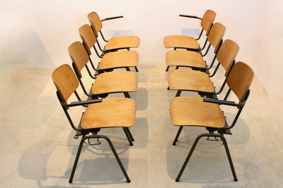 Industrial Plywood Stackable School Sofa Seat by Marko Holland, Couches, Metal, Black, Industrieel (photo 5 of 11)