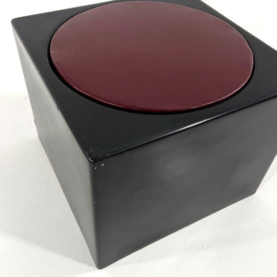 Image 1 of Black & Burgundy Cube Stool Il Kubile from MIM Roma, 1970s