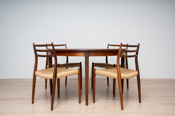 Tavolo da pranzo Niels Otto Møller Model 15 con sei sedie Model 78, J.L. Møller, Danimarca, anni '60 (photo 2 of 21)