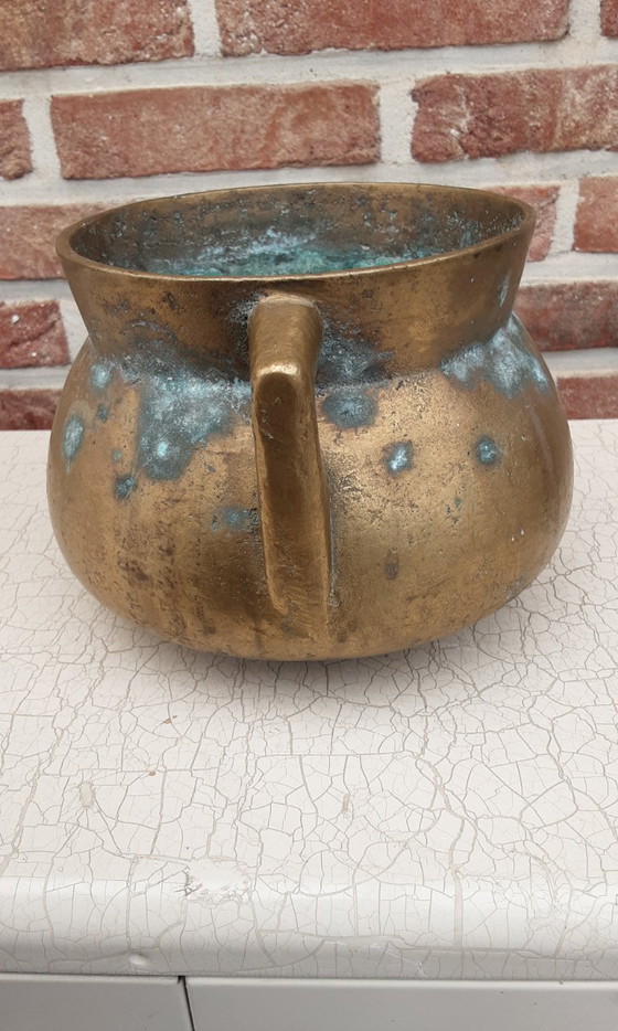 Image 1 of Antieken bronzen kookpot , +/- 1830 , heel goed.