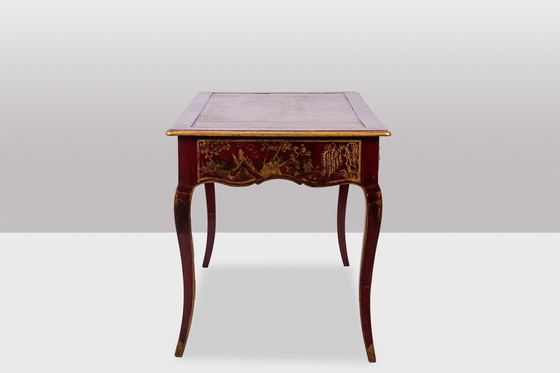 Image 1 of Bureau Plat de Style Louis XV à Décor de Scènes Lacustres, Circa 1800