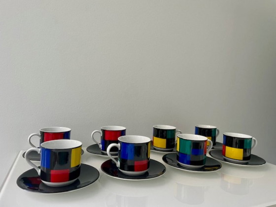 Image 1 of Tazze e piattini postmoderni (8 pezzi) - colorblocking