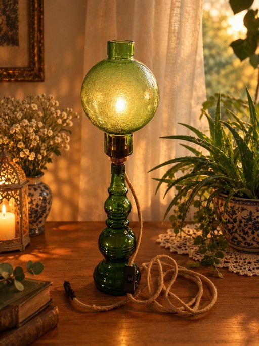 Lampada Cevin in vetro verde in stile Murano