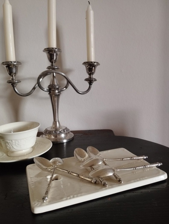 Image 1 of 6 cucchiaini in metallo argentato, stile russo S.F.A.M.