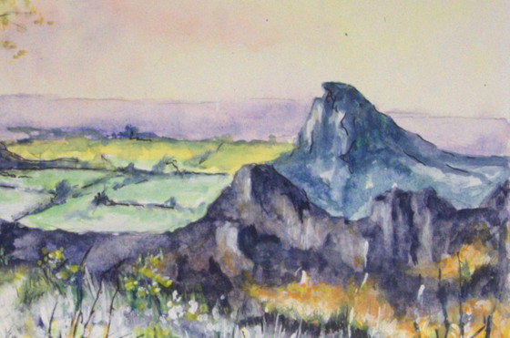 Acuarela que representa un paisaje cerca del lago Guéry, Mont-Dore, 32x24 cm. – Arte, Paper (photo 3 of 5)