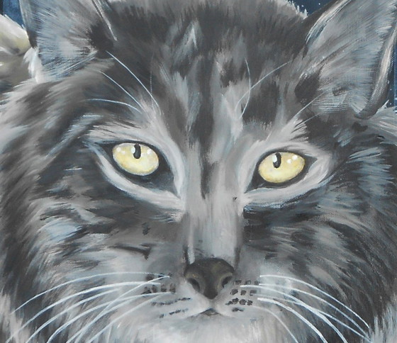 Image 1 of Peinture d'hiver d'un lynx (peinte à la main)