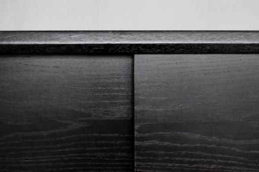 Vintage Mid-Century Scandinavian Modern Dark Oak Sideboard with Wooden Handles, 1960s