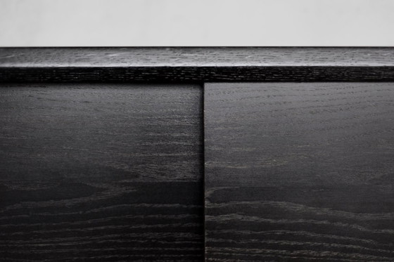 Image 1 of Vintage Mid-Century Scandinavian Modern Dark Oak Sideboard with Wooden Handles, 1960s