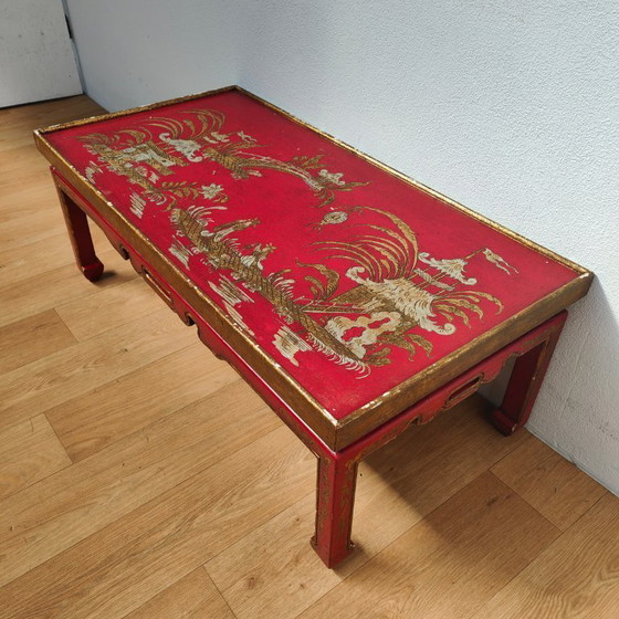 Image 1 of Vintage Chinoiserie Japandi Salontafel, Koffietafel Hout