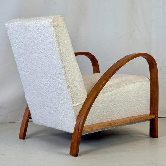 Image 1 of Paar französische Art-Déco-Sessel mit weißem Bouclé-Stoff, 1930er Jahre