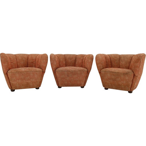 Set di 3 poltrone Club vintage per Up Zavody, Cecoslovacchia 1930