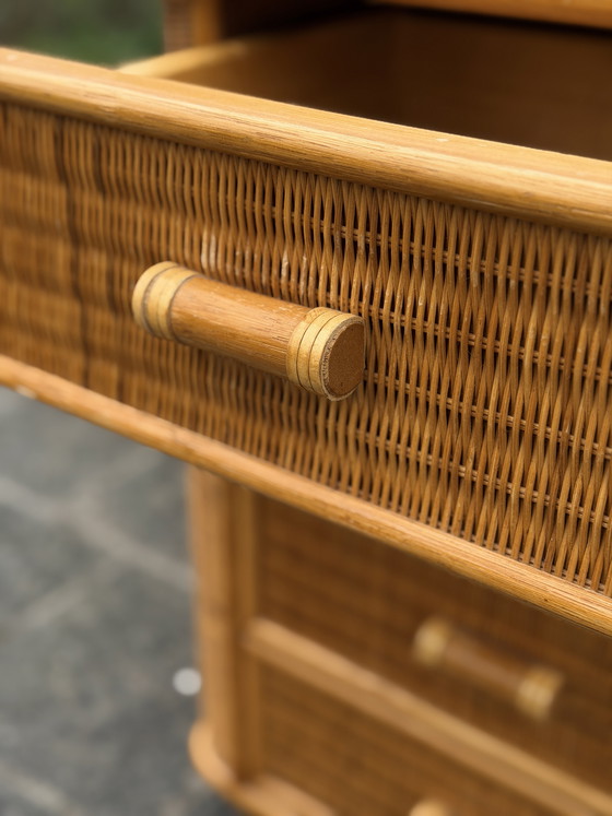 Image 1 of 1970s rattan chest of drawers
