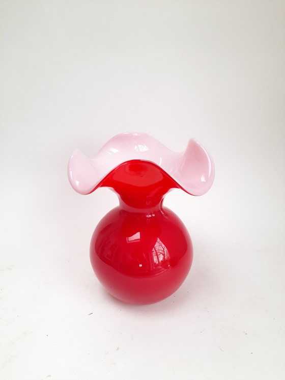 Image 1 of Wunderschöne rote Opalinvase, IVV Italien