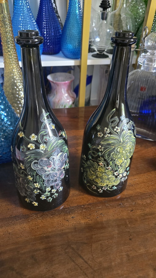 Bouteilles vintage peintes à la main – glaskunst, Glass