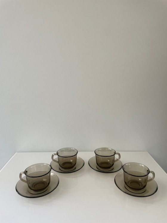 Image 1 of 4 tazze e piattini vintage Arcoroc | Francia anni '70 | 150 ml