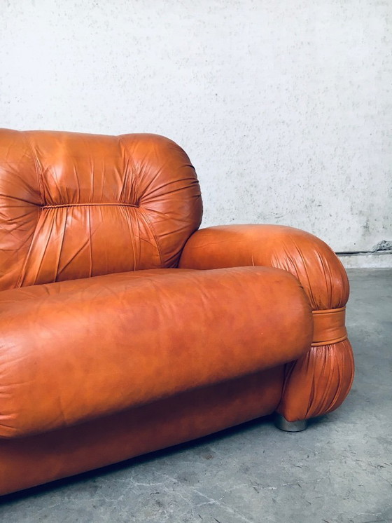 Image 1 of 1970's Midcentury Modern Italian Design by Adriano Piazzesi Leather 3 Seat Sofa