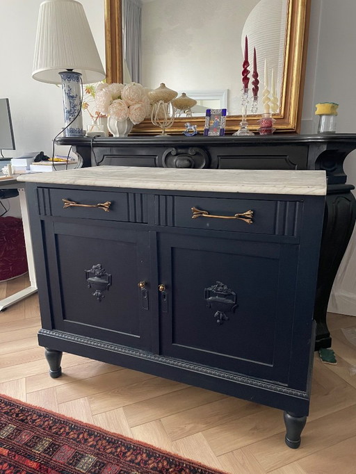 Antique navy blue cabinet