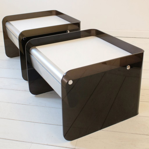  Two Altuglas bedside tables by Bernard Govin.