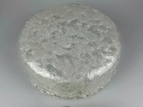 Image 1 of Lampada da soffitto anni '60 e '70 Plafoniera a filo in vetro ghiacciato Hillebrand Germania