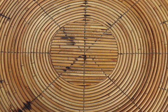 Image 1 of Tavolino rotondo in rattan, periodo vintage anni '60/'70