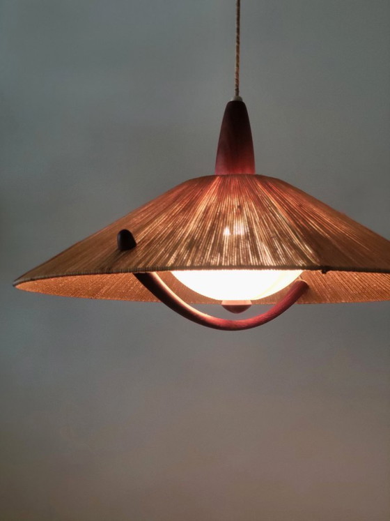 Image 1 of Vintage Sisal hanglamp van Temde Leuchten, 1965
