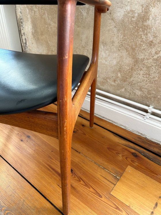 Nr. 2 Deense fauteuils uit het midden van de 20e eeuw, teak, jaren 60 – Leather, Wood (photo 3 of 6)