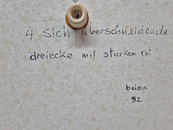 Image 1 of Frédéric Belser, Swiss, born in Geneva in 1929, oil on canvas, geometric abstraction, 40 x 40 cm