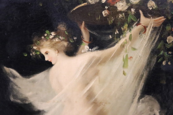 Image 1 of Allegory of Spring, Oil Painting on Board, Italy 19th Century
