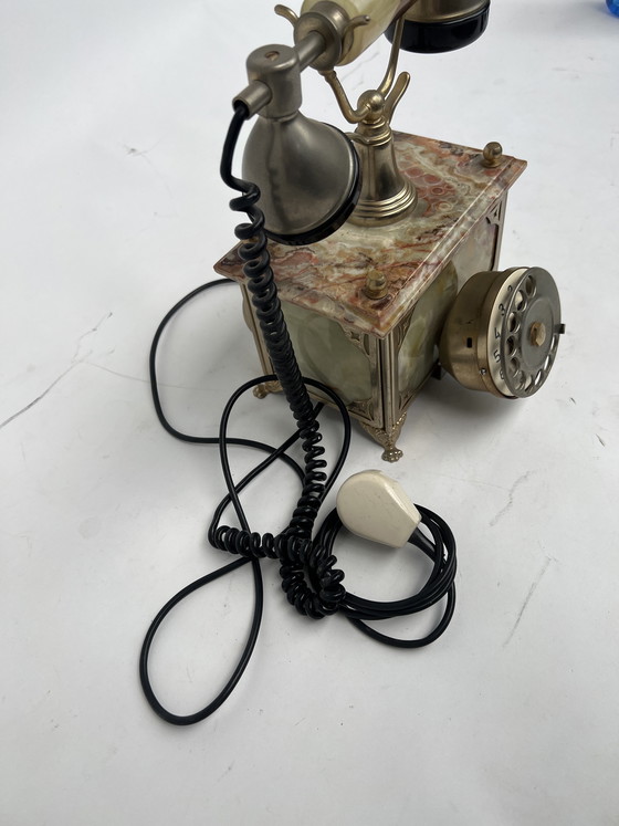 Image 1 of Teléfono retro de ónix - Estilo Hollywood Regency