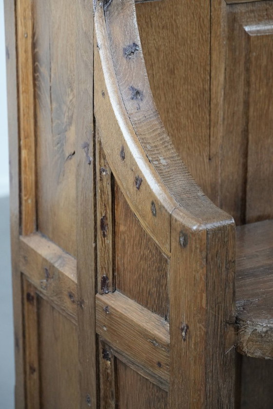 Image 1 of Antico banco da chiesa in quercia in stile gotico con bellissime incisioni