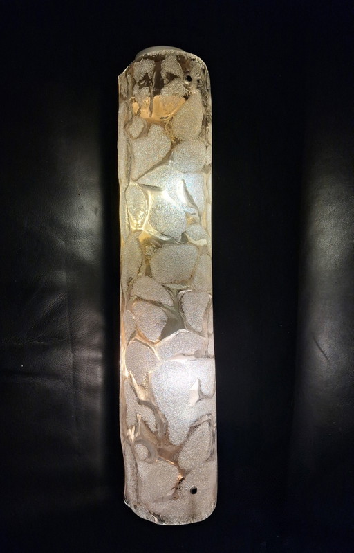 Seltene Vintage-Wandleuchte von Hillebrand aus Muranoglas mit Rasiersteckdose (40 cm) – Brutalismus der 1960er Jahre